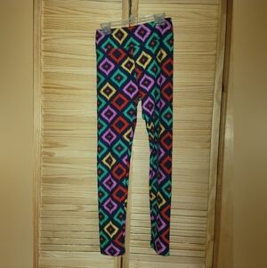 Lula Roe OS Leggings Navy bright colors‎ soft comfy